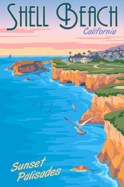 Shell Beach Sunset Palisades by Steve Thomas